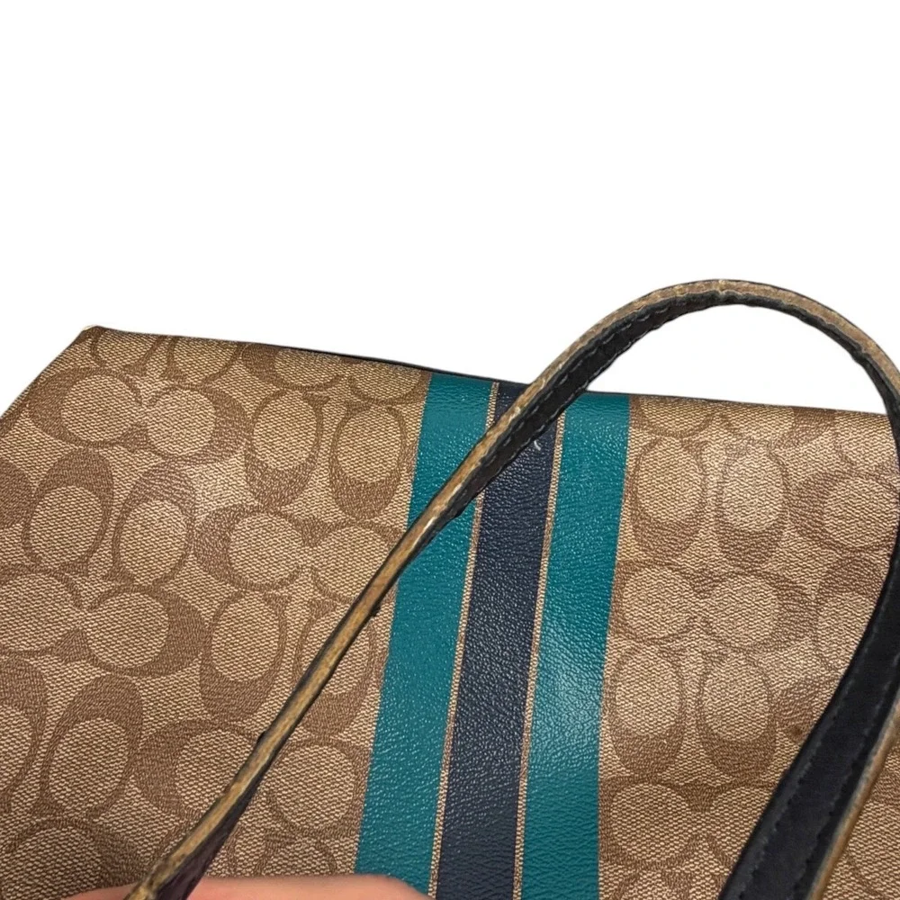 Coach Varsity City Tote F38405 Striped Monogram Leather
